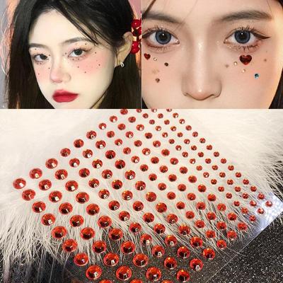 1 pz Adesivo monouso con strass, rosso, per viso, occhi, trucco, tatuaggi di cristallo, per bambini, spettacolo teatrale, viso, occhi, decorazione