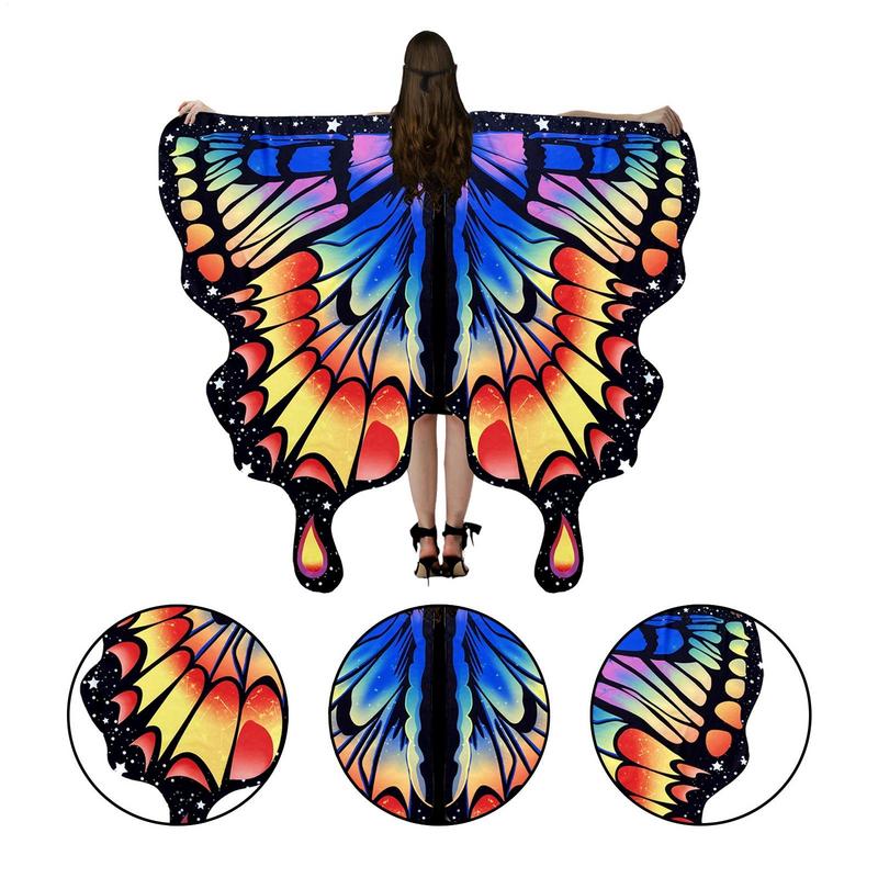 Butterfly Wings For Women Halloween Party Costume Adult Costume Cosplay Woman Butterfly Costume Cape Cloak Shawl Colorful