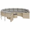Round Garden Sofa Set with Table and Cushions Beige Poly Rattan