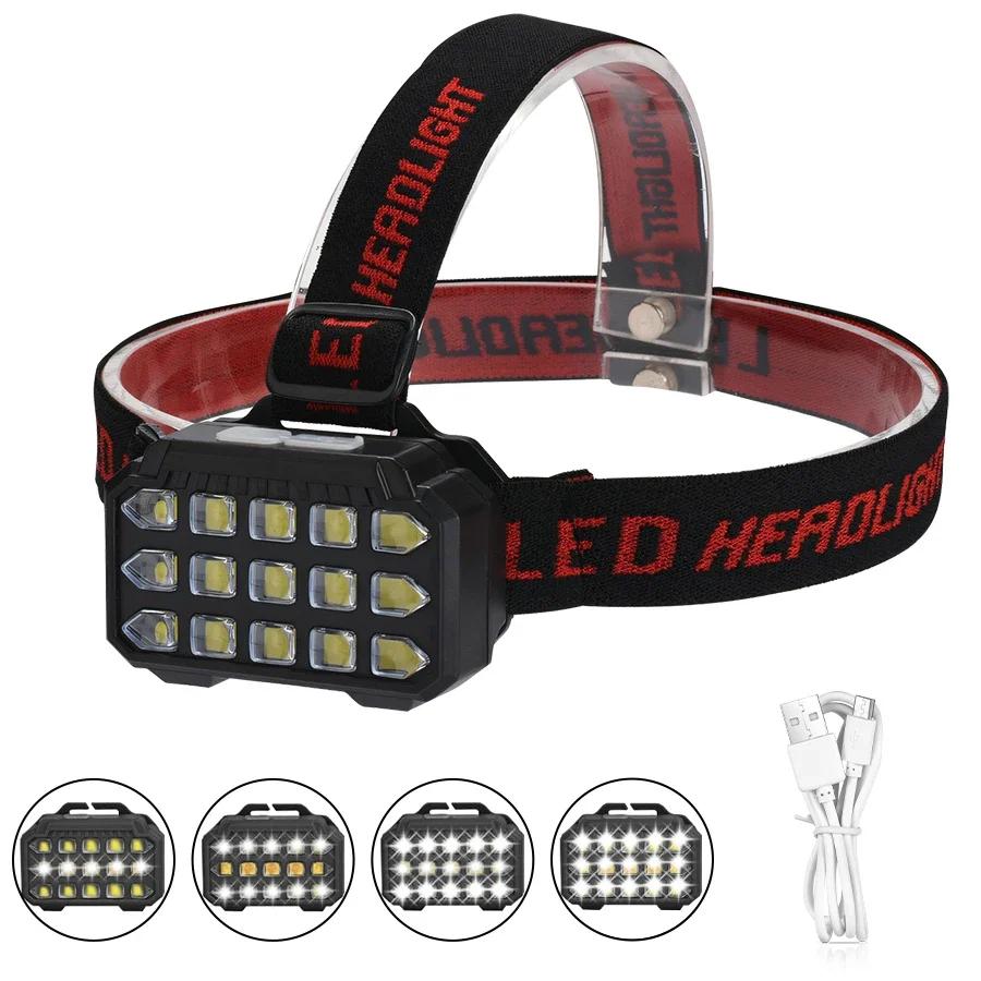 Yuqori quvvatli XHP40 5LED UV nuri bilan bosh chiroq, ikkilamchi yorug'lik manbai, o'rnatilgan akkumulyator, USB orqali zaryadlanadigan, favqulodda vaziyatlar uchun tekshirish bosh chirog'i