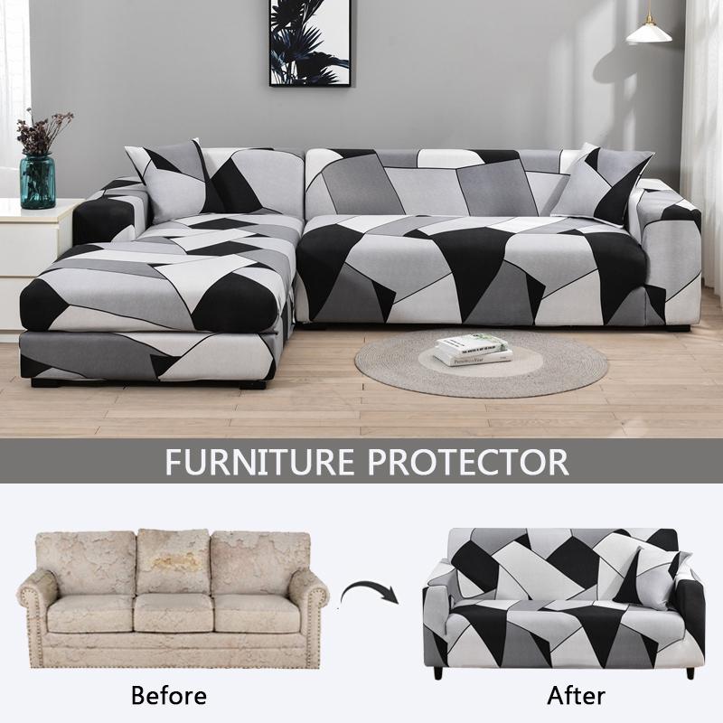 Geometry Plaid Sofa Cover Slipcovers Stretch Sofa Covers for Living Room Elastic Couch Chair Cover Sofa Towel 1/2/3/4-seater