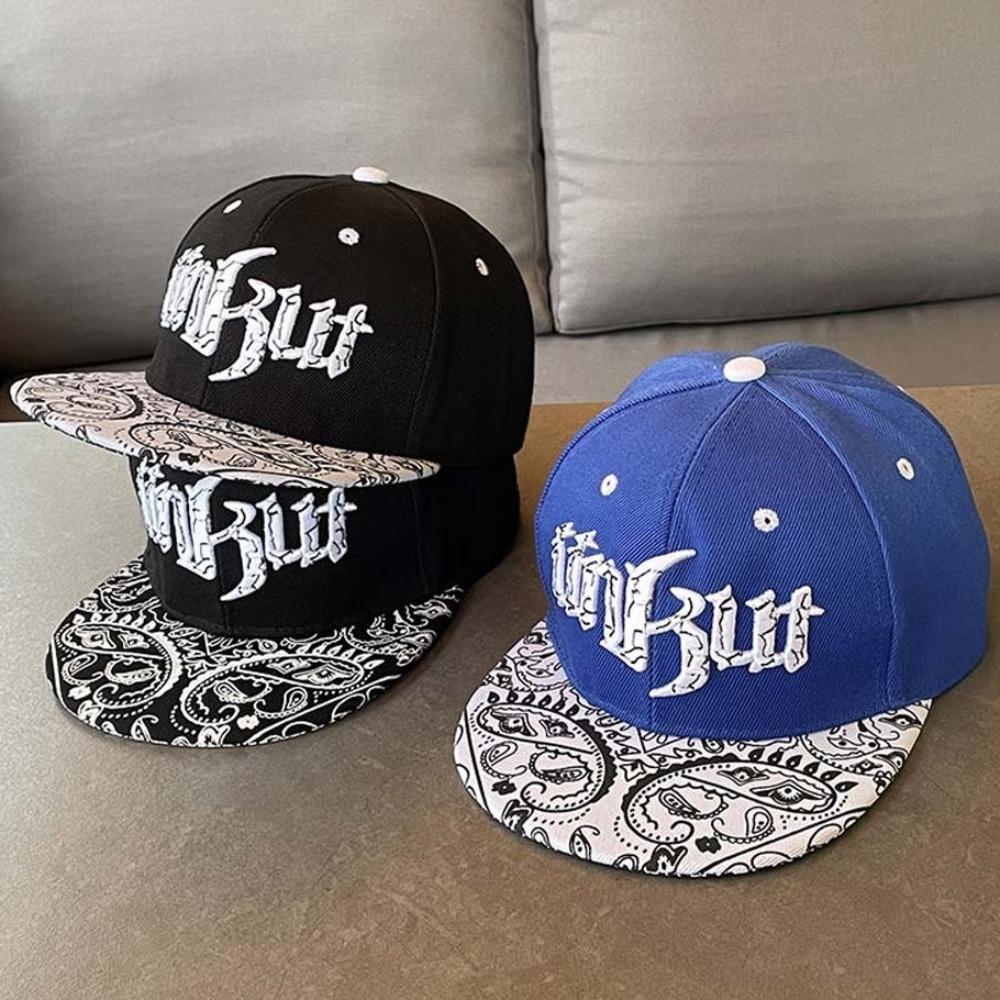 

Adjustable Dance Snapback Hats Korean Style Peaked Cap Letter Embroidery Flat Brim Hat Outdoor чорний