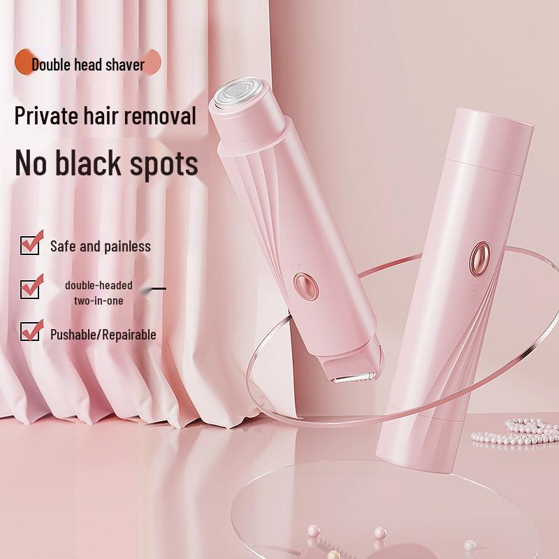 Portable Double Head Wireless Charging Mini Electric Pubic Hair Shaver for Women