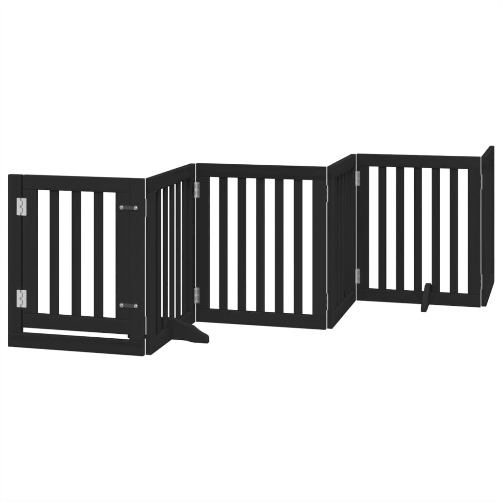 Vidaxl Foldable Dog Gate, With Door, 6 Panels, Black, 300 Cm