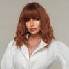 ALAN EATON Cute Asia Wigs Red Brwon Loose Curly Hair Synthetic Bob Wig with Bangs Lolita Cosplay Party Daily Wigs for Women