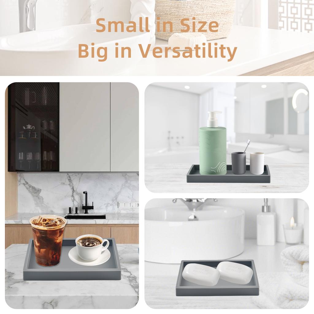 Hand Sanitizer Shampoo Storage Tray Silicone Tray for Bathroom Countertops Jewelry Display Tray for Decorative Storage