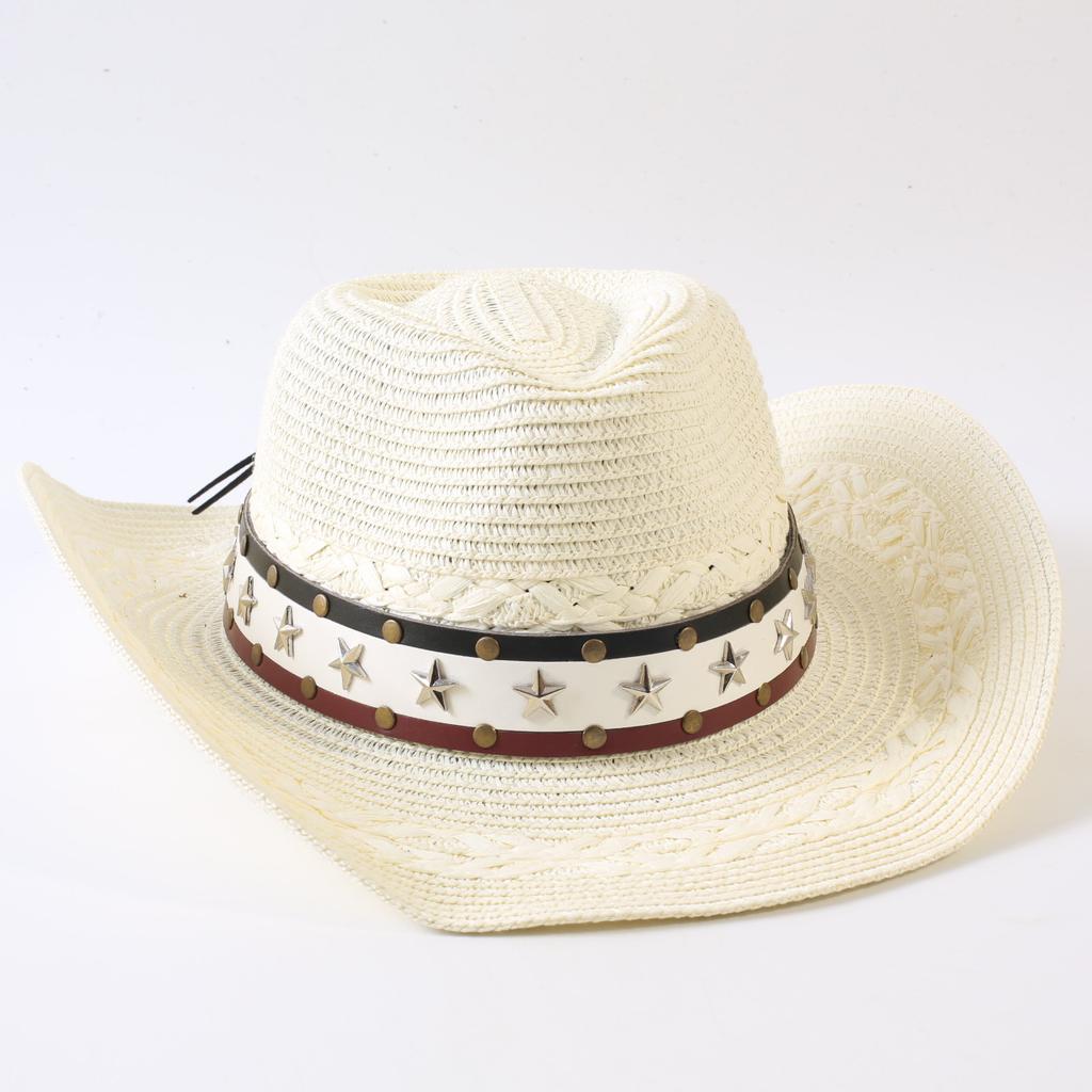 Popular European and American classic straw woven western cowboy hat men's and women's outdoor fashion OL wind woven top hat