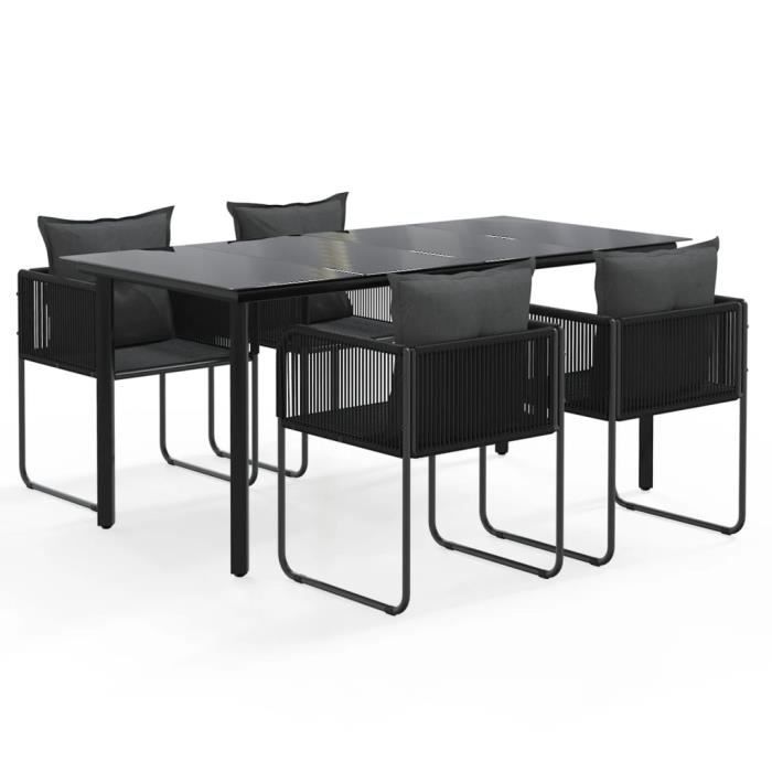 3156496 vidaXL Ensemble de salle à manger de jardin 5 pcs Noir
