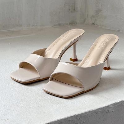 2024 New Summer Women Sandals Square Toe Ladies Heel Mules Sexy High Heels Sandal Slippers Female Fashion Woman Shoes