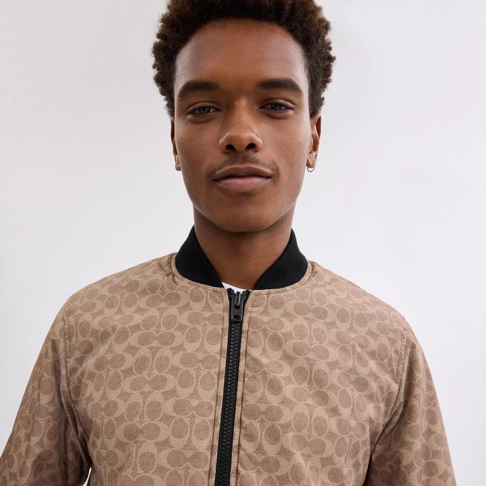 Coach Reversible Ma 1 Jacket In Recycled Polyester Black   Khaki Sig