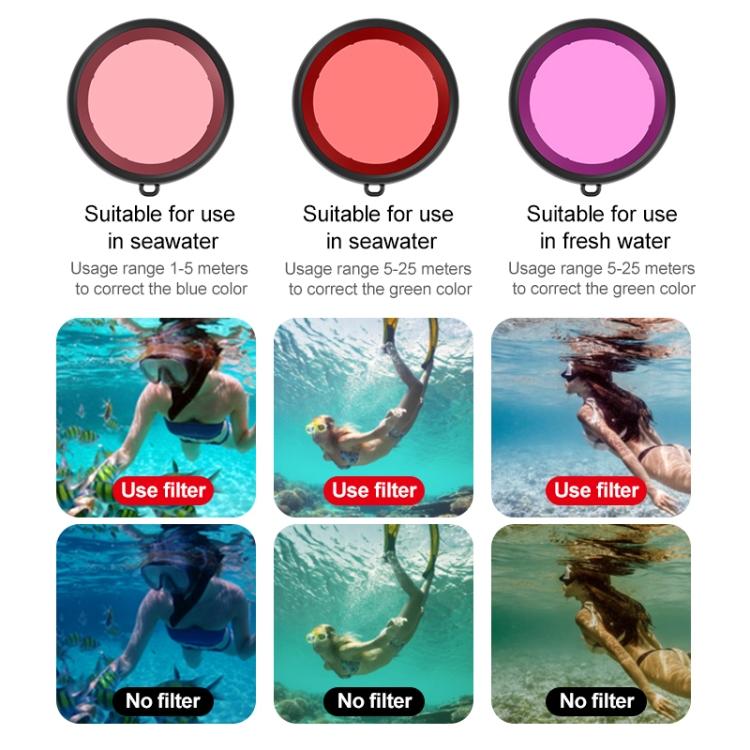 For DJI Osmo Action 5 Pro / 4 / 3 Housing Diving Color Lens Filter