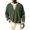 Men's Button-Down Collar Long-Sleeve Ribbed Knit Pullover