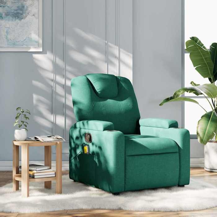 VidaXL Fauteuil de massage inclinable Vert foncé Tissu 372383
