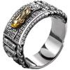 Mens Adjustable Copper Ring With Rotating Pixiu Charm Vintage Ethnic Style Statement Jewelry
