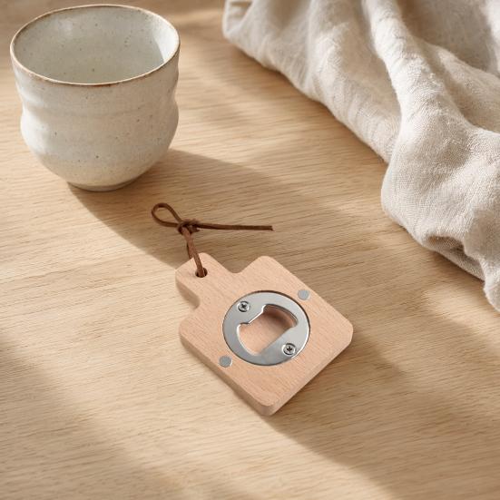 Wooden Magnetic Bottle Opener, Rustic Beer Cap Remover with Strong Magnet, Wall Mount Refrigerator Opener for Home Bar Gift