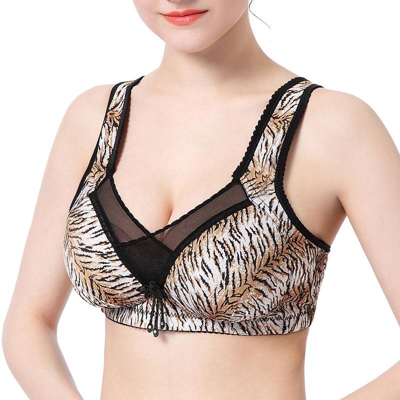 Thin Bra No Steel Ring Sexy Leopard Print Gather Tube Top Anti-Glare Underwear Thin Breathable Large Size Women's Underwear