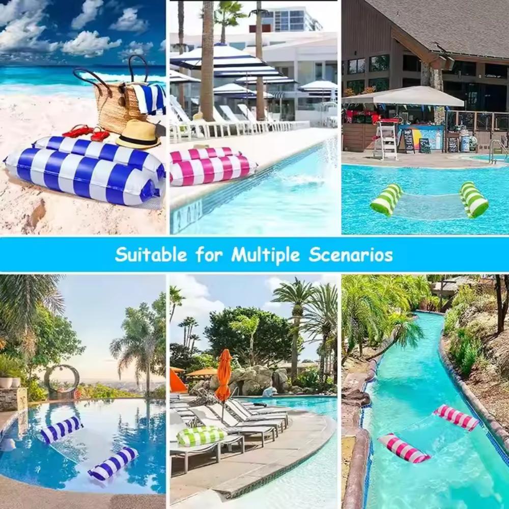 Inflatable Floating Water Hammock Chair With Backrest Portable 4 Tube Inflatable Pool Float Mesh Hammock For Water Recreation