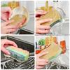 Sisal Color-Blocking Dishwashing Sponge Kitchen Cleaning Dishwashing Cloth Pot Scrubbing Sponge Scouring Pad Magic Wipe