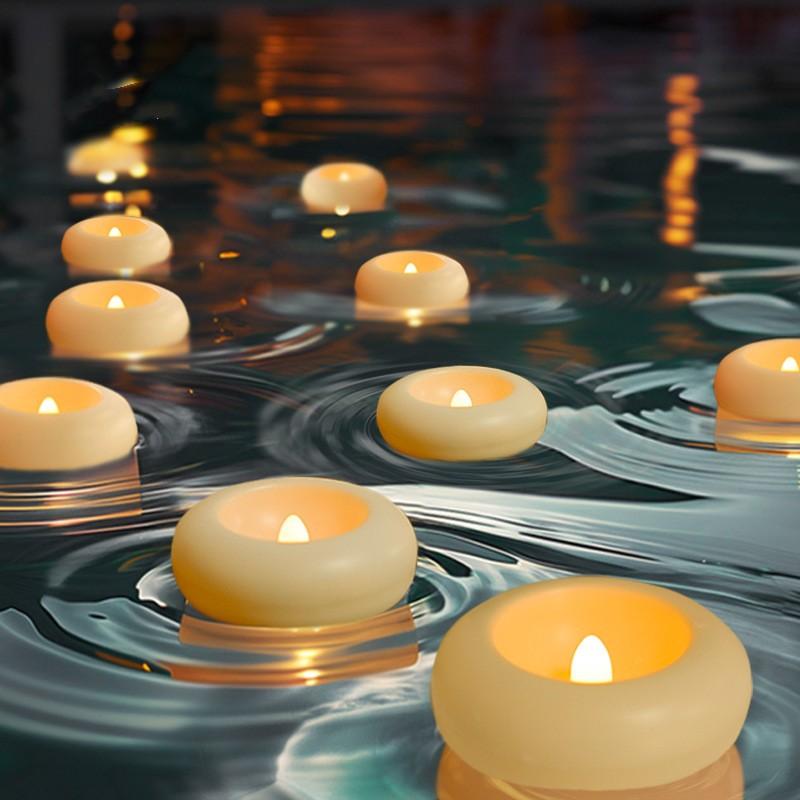 16-Pack Water Floating Flameless Waterproof Led Candle Lamp Flashing Romantic Wedding Decorations Water Float Swimming Pool