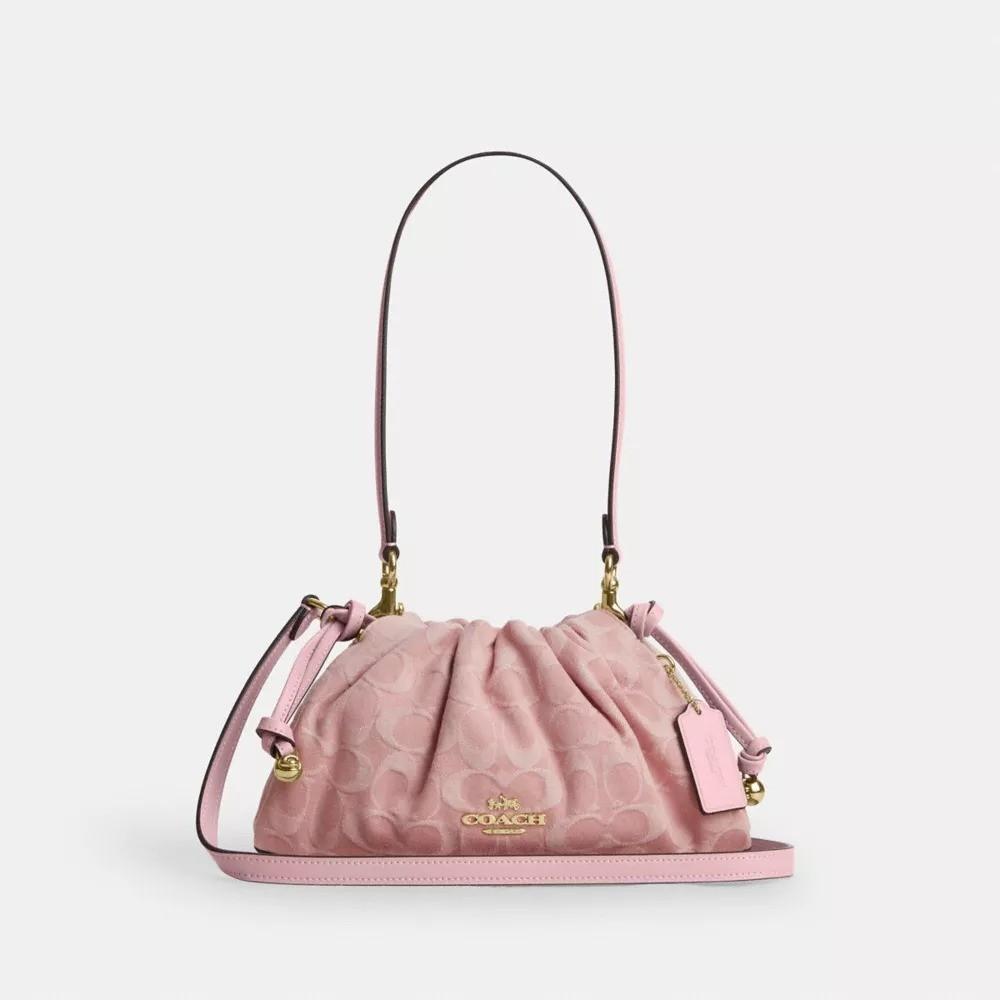 COACH Faye Axelväska Signature Denim Ljusrosa CER68 F S JP DDP