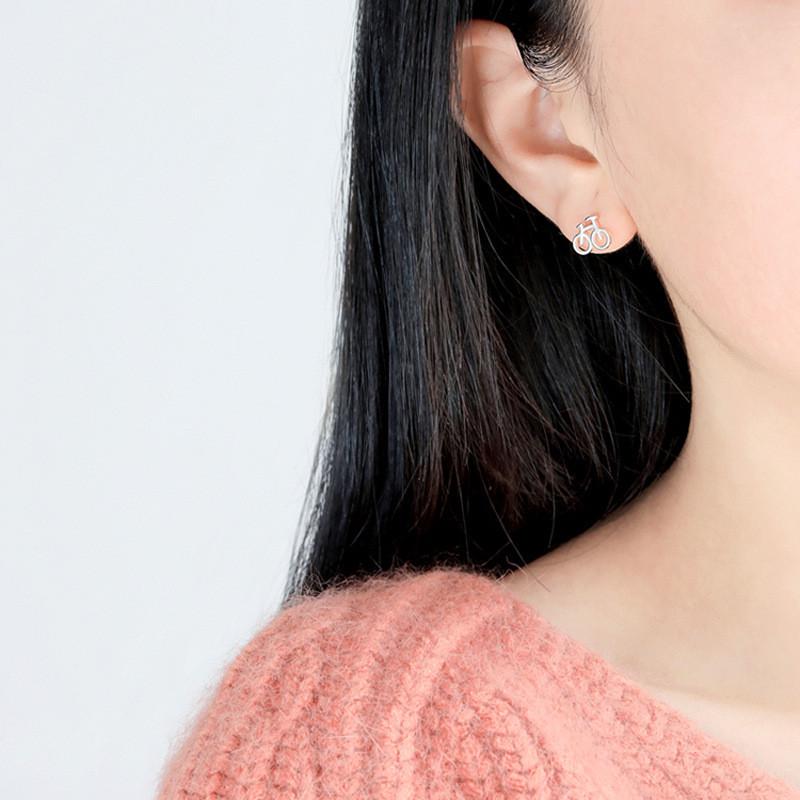 Buyee 925 Sterling Silver Simple Stud Earring Cute Bicycle Earring for Women Fashion Unique Small Fine Jewelry Earring