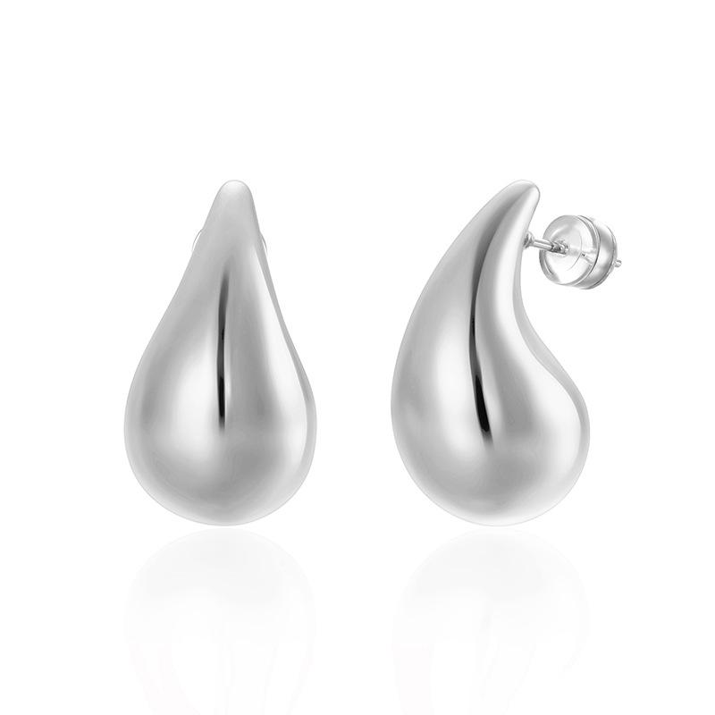 Water Drop Hoop Earrings: Copper, Korean Style, Fashionable Internet Celebrity Circle with High-End Feel