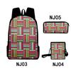 Trendy Geometric pattern stripes 3D Print 3pcs/Set pupil School Bags Laptop Daypack Backpack Inclined shoulder bag Pencil Case