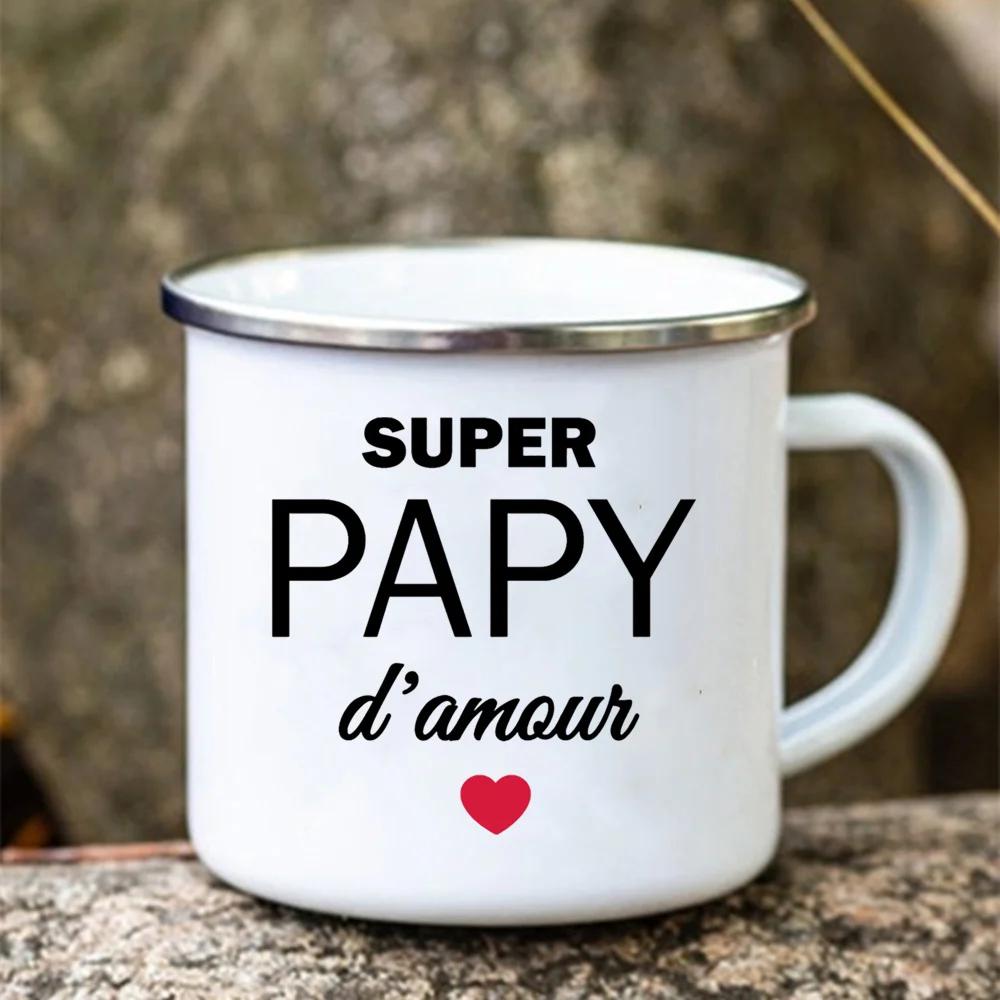 

Супер Тонтон Папи Печатный Забавный Эмаль Креативные Кофейные Чашки Кружки Для Кемпинга Ручка Посуда Для Питья Кружка Для Отпуска День Отца Лучшие Подарки 360ml