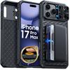 Protective Wallet Case with Card Holder, Kickstand and Camera Cover for iPhone 17 Pro Max-Black
