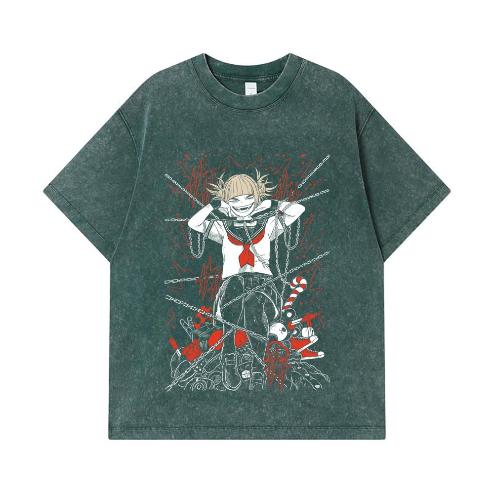 275 GSM Washed T-shirts 100% Cotton My Hero Academia V8 Toga Print Unisex Heavy Cotton T Shirt