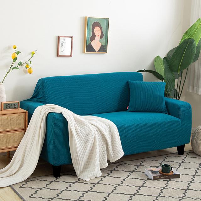 L Shaped Jacquard Sofa Cover Used For Living Room Room Flexible Thick Corn Fleece Couch Protector Solid Color Settee Covers 1 /2 /3 /4 Chairers