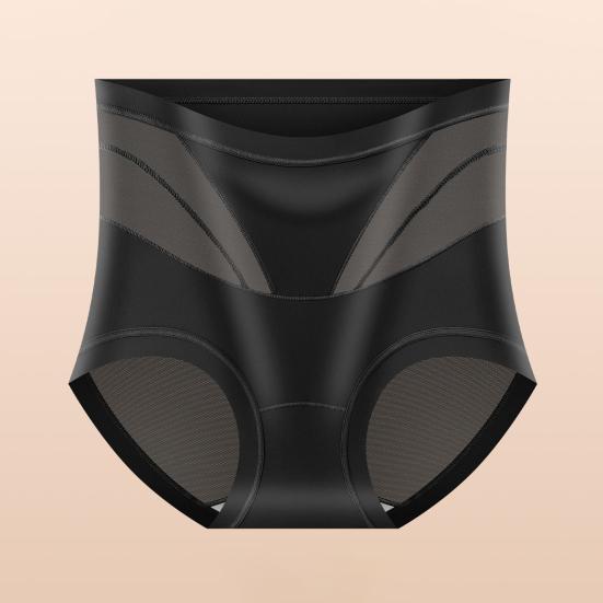 Calcinha de Cintura Alta Sem Costura com Controle de Barriga Feminina Respirável Microfibra Roupa Íntima Macia Elástica Tecido Sedoso Painéis de Renda Algodão que Absorve a Umidade