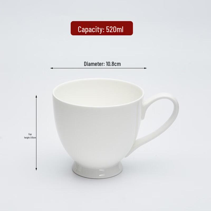 Qianxing Pure White Ceramic Breakfast Mugs