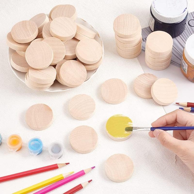 2CM Wood Rounds for Crafts Unfinished Wood Circles Discs for Wreath Boards Crafts Painting and Christmas Halloween Decoration