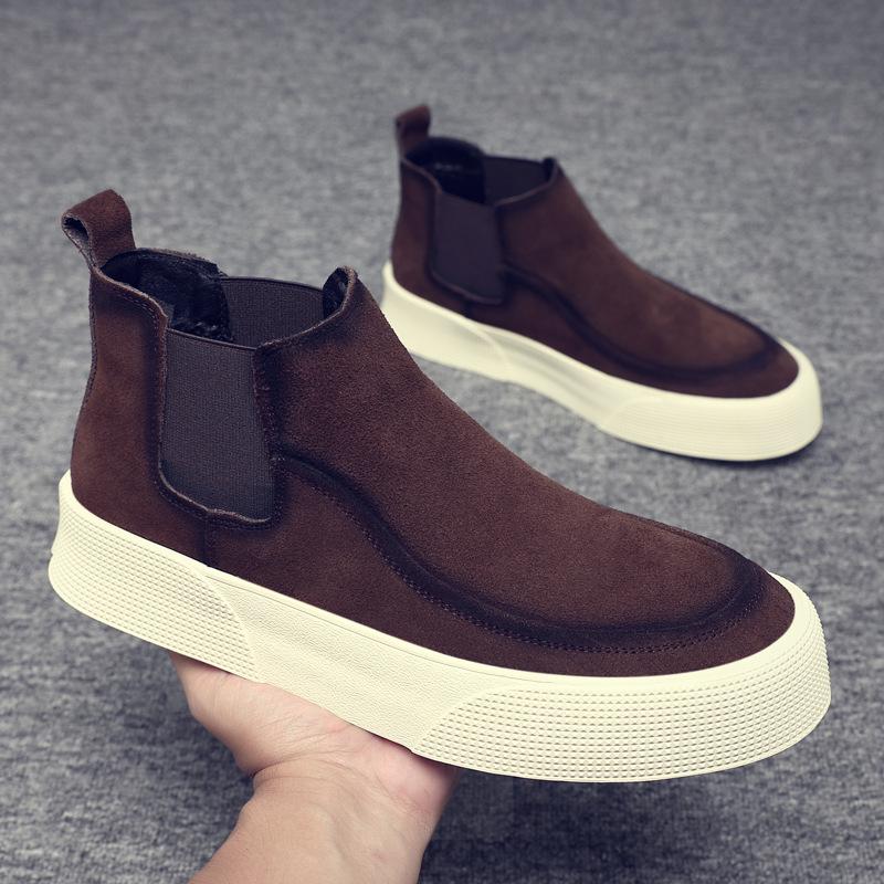 2025 New Cowhide Men's High-top Shoes Breathable and Warm Fashion Anti-velvet Leather Boots Casual Soft-soled Versatile Men's Leather Boots