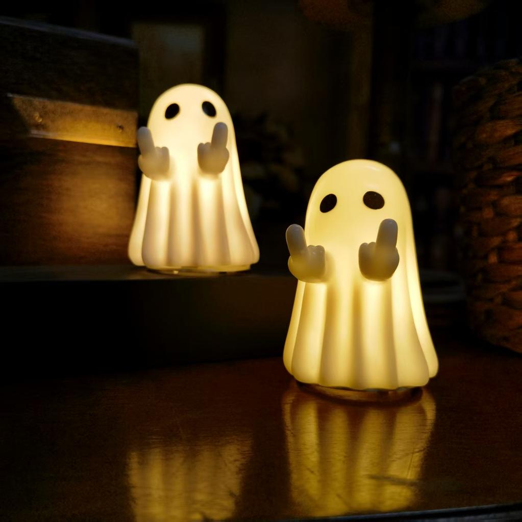 1Pc New Cute White Ghost Party Decoration with Lighting, Courtyard Ornaments, Study Desktop Decorations, Small Ornaments