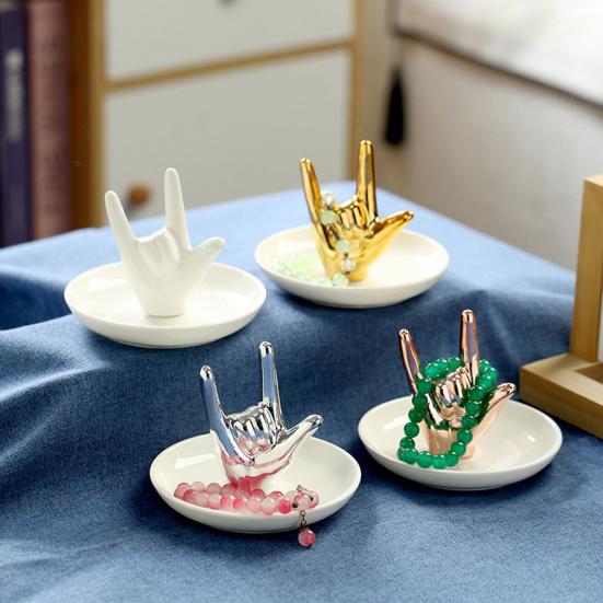 Jewelry Tray Ceramic "I LOVE YOU" Rings Earrings Necklaces Bracelets Holder Decorative Jewelry Organizer Home Decor