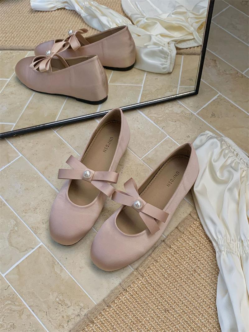 

Fashion IPPEUM Ballet Flats Satin Pink Round Toe Mary Janes Shoes Ballerinas Zapatos Mujer 245 розовый