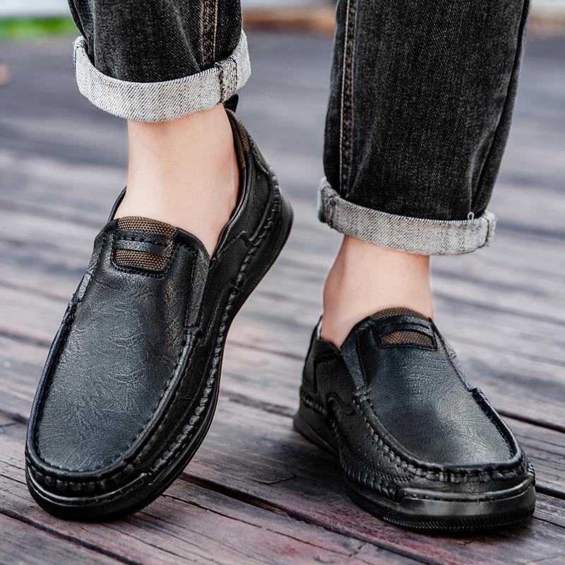 Pantofi Casual din Piele Mărime Mare pentru Bărbați Pantofi din Piele cu Talpă Moale pentru Conducere Leneșă Acoperire Picior Piele Naturală Mocasini pentru Tată