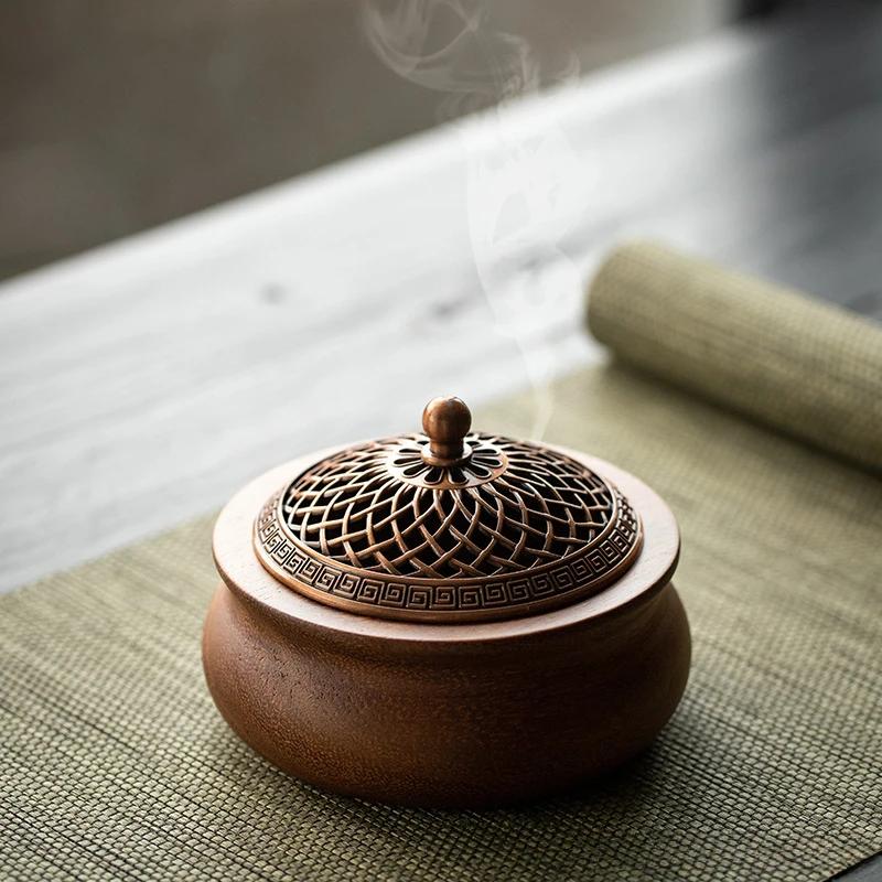 For Walnut Solid Wood Incense Burner Chinese Vintage Home Sandalwood Base Creative Aromatherapy Stove