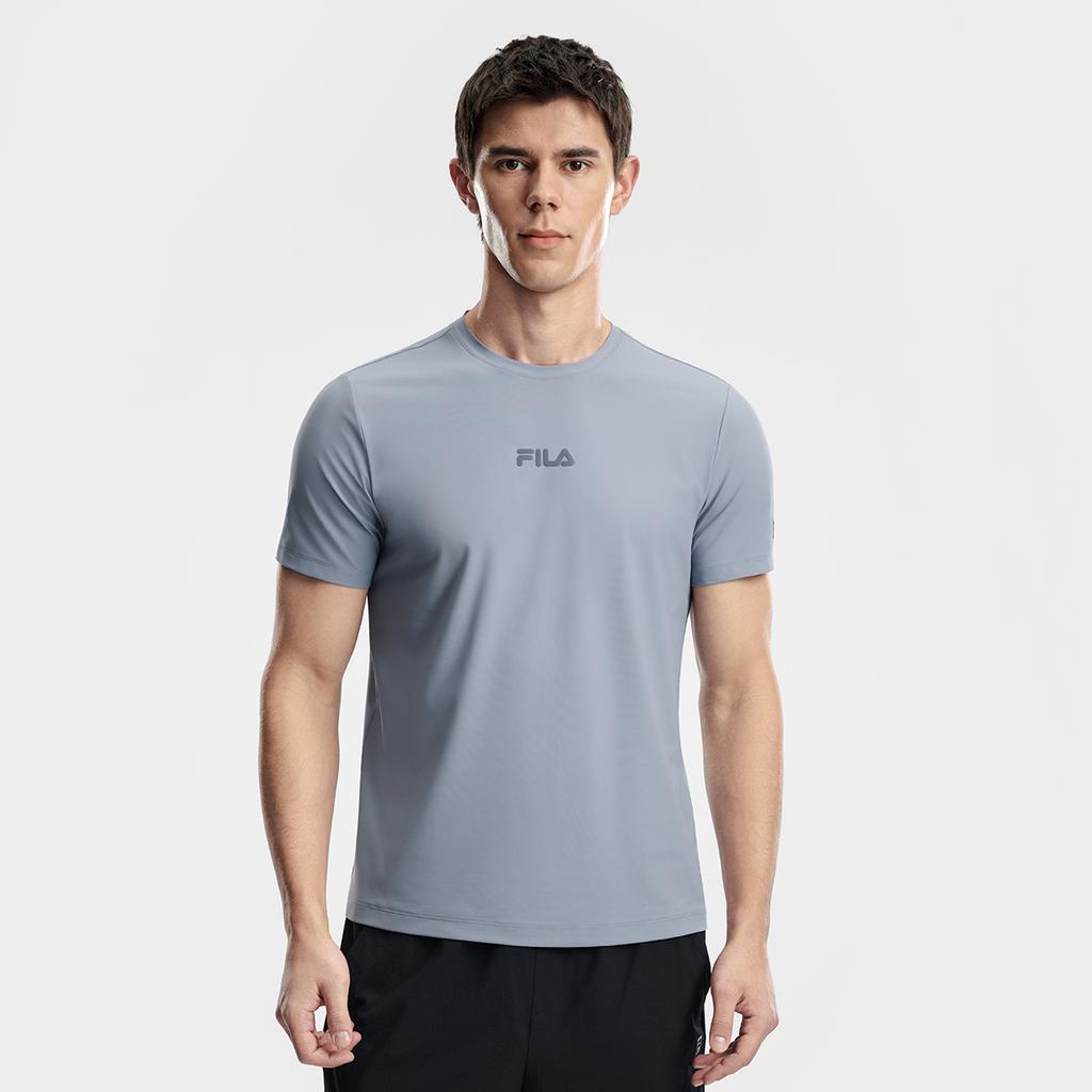 Fila Fitness Fashion Simple Sports Training Comfortable Knitted Short Sleeve T-Shirt Men Tops Iron-Blue A51M621102FDB