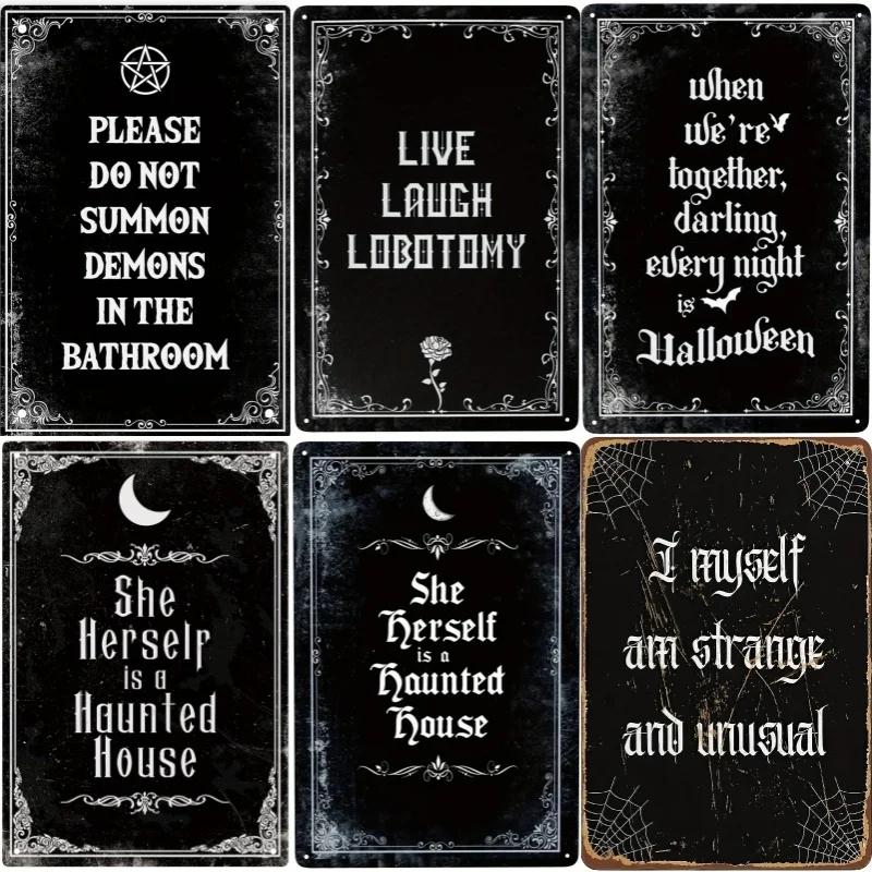 Spooky Metal Sign Haunted House Gothic Decor For Bedroom Vintage Halloween Decorations Witchy Room Decor Goth Room Decor