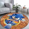 Sonic The Hedgehog Neon Sonic Logo Round Area Rug Non Slip Game Cartoon Kids Bedroom Floor Carpet