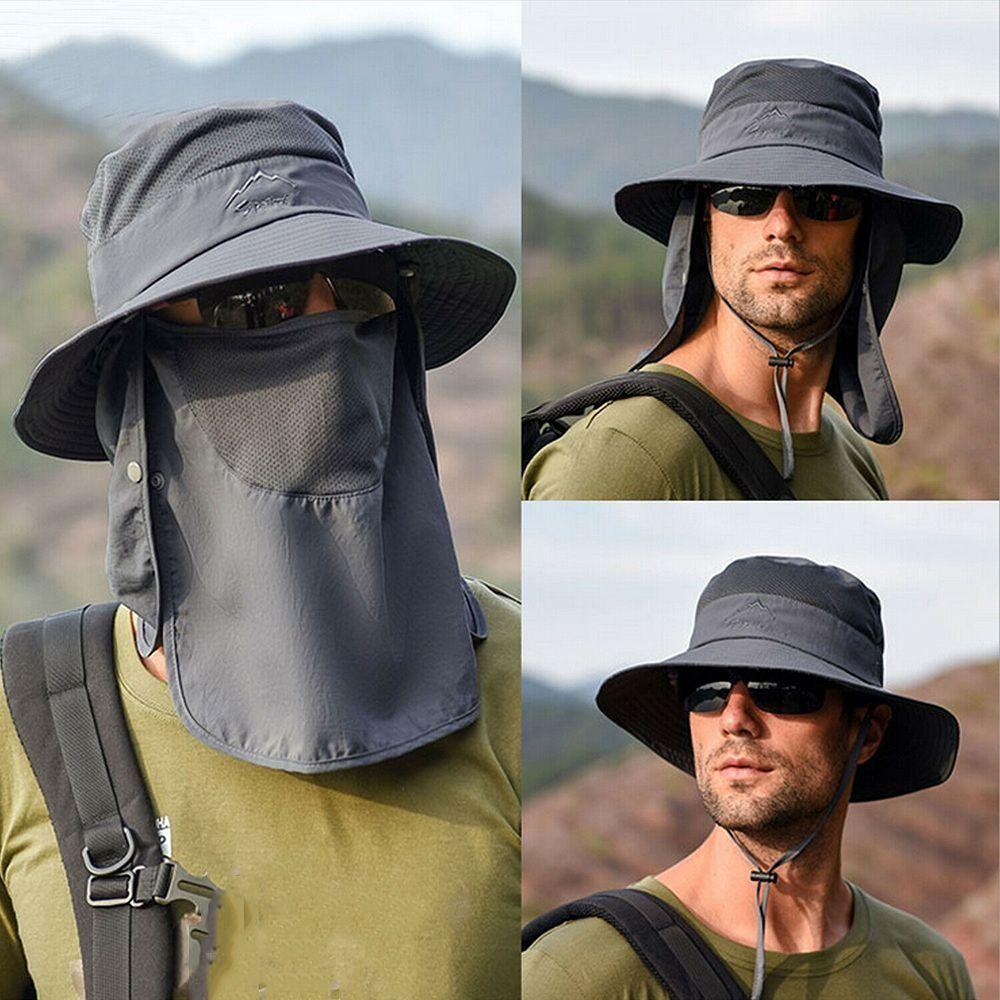 Oversized Brim Fishing Cap WithShawl Face Mask Hat High Quality Cycling Cap  Neck Face Protection