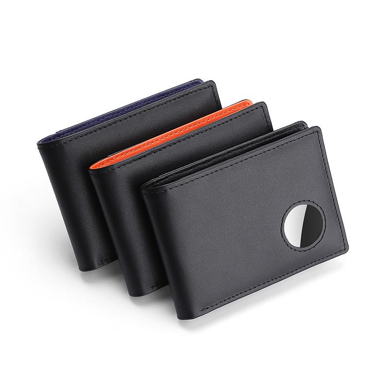 Men's Genuine Leather Wallet with Apple AirTag Holder, Dollar Clip, Anti-Demagnetization, Anti-Theft.