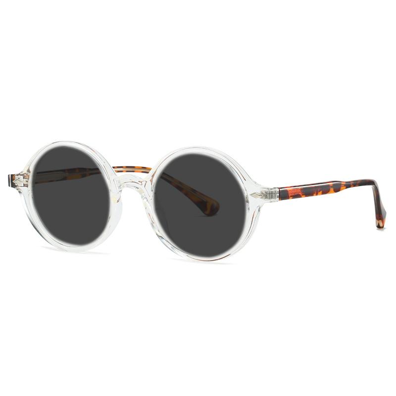 Fashion TR90 Round Big Frame Myopia Optical Prescription Gray Sunglasses For Women Men Driving Fishing Retro Sunglasses 0 To-6.0