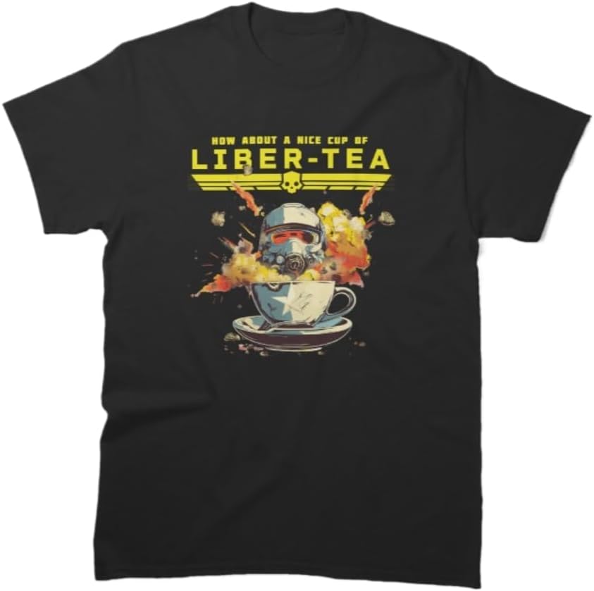 

Liber-Tea Funny Tea Pun Graphic T-Shirt Unisex 100% Cotton Crew Neck Short Sleeve Casual Tee for Men Women S разноцветный