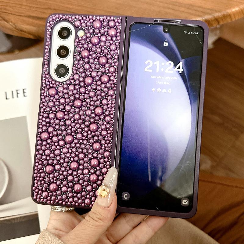 Suitable for Samsung ZFold6 Mobile Phone Case Full Screen Pearl Full Cover High End Protective Case Zfold5 Folding Mobile Phone Case 3