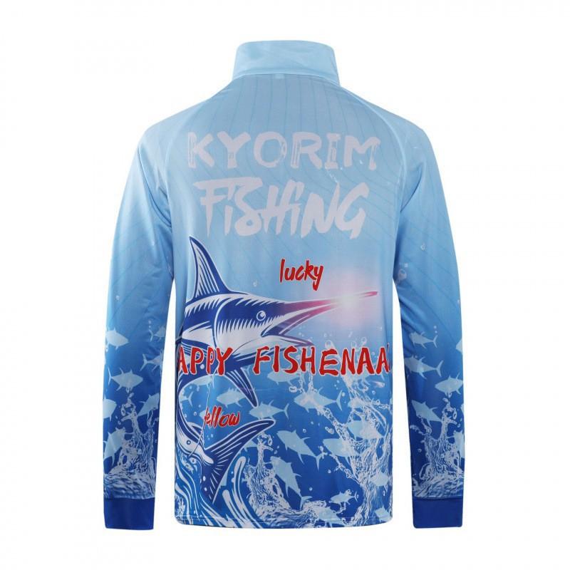 Traspiranti Protezione Solare Fresche Collo Alto Manica Lunga Abbigliamento da Pesca Outdoor Stampato Mezza Zip Seta Ghiacciata Protezione Solare