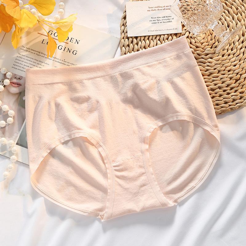 Große Größe Damen Frühling und Herbst Reine Baumwolle Antibakterieller Schritt Nahtlos Hohe Taille Dreieck Slip